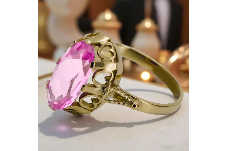 Аметист 14-кв Желтое золото Кольцо Винтаж vrc134y